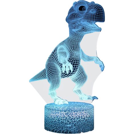 Ortviai Veilleuse 3D Dinosaure LED avec Télécommande et Toucher, 16 Couleurs, Base Noire, Lampe de Table Décorative (1/5)