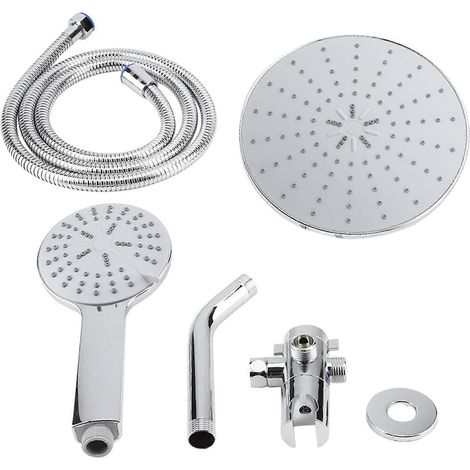 Ensemble de douche à main double pommeau de douche chromé haute pression à 3 jets multiples, style pluie (1/5)