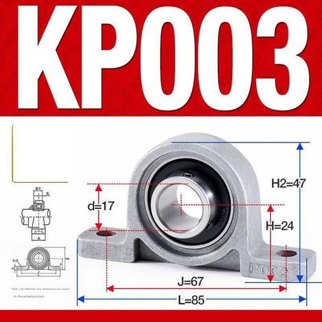 Satz mit 4 KP003 Stehlagern aus Zinklegierung – Vertikale Lagerstütze, 17 mm Bohrung, für Getriebe und Maschinen, Silber