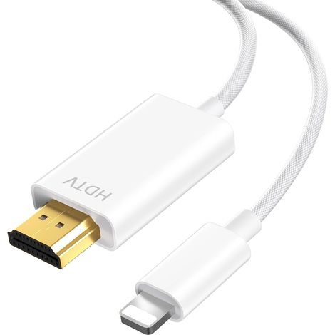 Cable HDMI iPhone vers TV, 1080P HD Cable iPhone HDMI 2 M, Câble HDM-I Moniteur de Projecteur Converter Compatible avec i-Phone/iPad/iPod (1/5)