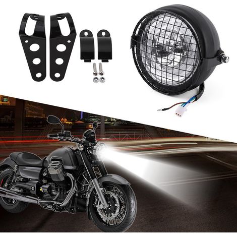 6,5-Zoll-LED-Motorradscheinwerfer mit Schutzgitter und seitlicher Halterung – Cafe Racer (1/5)