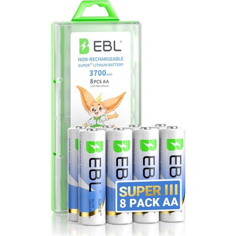8PCS Piles AA Lithium 1,5V 3700mAh, Longue Durée pour Caméras, Manettes de jeux, Serrures Intelligentes, Jouets, Lampes Torche, etc. Non-Rechargeable (1/5)