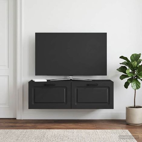 Wandmontierter TV-Schrank Schwarz 98 x 31 x 30 cm Holzwerkstoff (1/5)