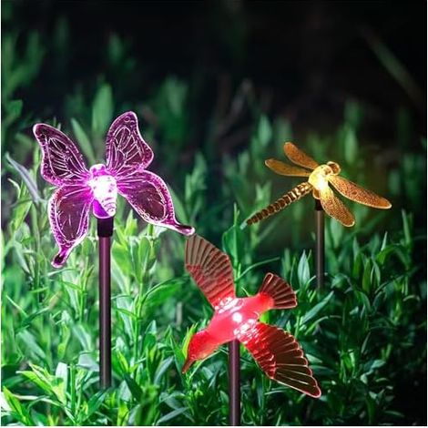 Lumières solaires de jardin en plein air, papillon, colibri, libellule, décoratif, chemin de jardin, lumières LED multicolores, changeantes, étanches, lampes solaires pour fête, pelouse, cour, [Classe (1/5)