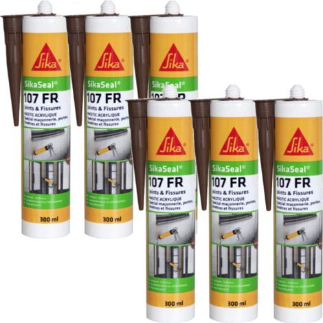 Set di 6 sigillanti acrilici per facciate - SIKA SikaSeal 107 Giunti e fessure - Mogano - 300ml (1/2)