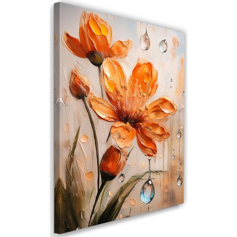 Tableau déco Fleur de lys orange 70x100 (1/5)
