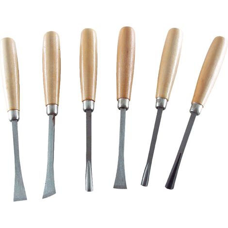 EXTOL CRAFT Schnitzmeißel mit Holzgriff, 6-teiliges Set (1/2)