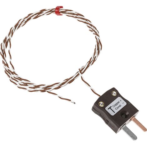 Thermocouple type T Ø 1/0.2mm, L 1m, +250°C max à Fiche mâle miniature ( Prix pour 1 ) (1/3)