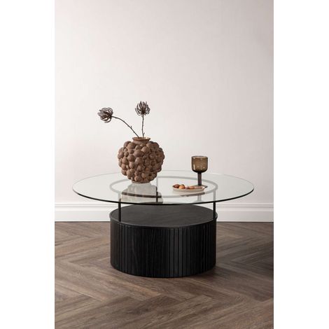 Bovall table basse ⌀90cm noir, verre.