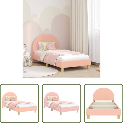 vidaXL Kopfteil -  Kinderbettgestell mit Kopfteil Rosa 80 x 160 cm Schafstoff (1/5)