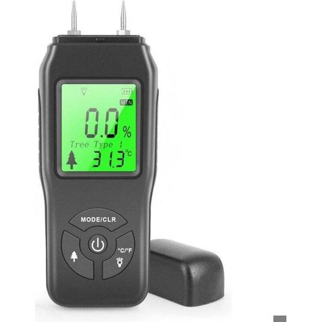Hygromètre en bois, hygromètre numérique portable, écran LCD rétroéclairé, détecteur de fuites, adapté au contrôle de l'humidité. (1/4)