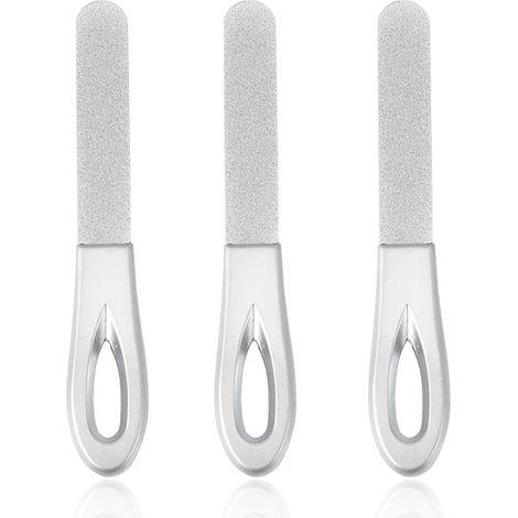 Lot de 3 limes à ongles en acier inoxydable avec manche antidérapant et grain diamanté. Limes à ongles en métal, type émeri, pour ongles naturels. (1/5)