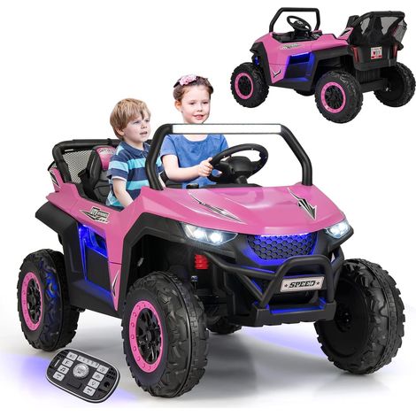 Goplus – Voiture électrique enfant 3-8 ans 2 places – Télécommande 2.4G – Lumières et musique – 12V tout terrain jusqu’à 60kg