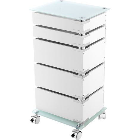 Carrello bagno trasportabile in acciaio cromato con 5 cassetti girevoli (1/5)