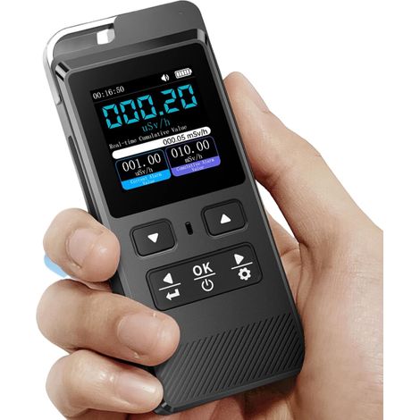 Geiger Counter, Radioactivity Geiger Counter, Nuclear Radiation Detector with LCD Screen, Portable X-ray Beta and Gamma Dosimeter Monitor, Supports 8 Languages
