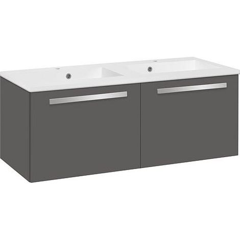 Meuble sous-vasque+Fonte minérale EBLI, graphite mat, 2 tiroirs, 1210x494x510mm