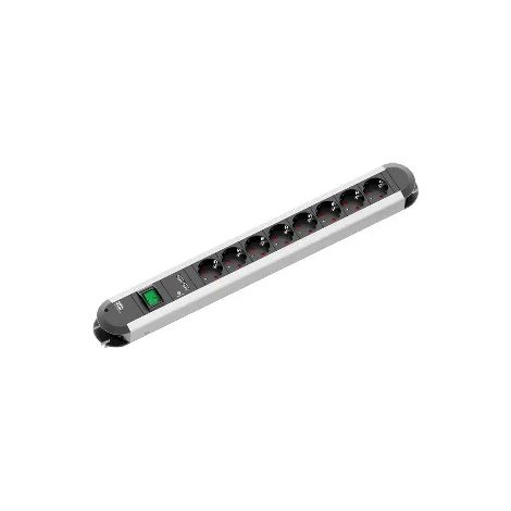 BACHMANN 331.154 Steckdosenleiste Alu 8x Schuko mit 1xDoppel-USB-Ladeport mit Schalter Zuleitung 1-'1001698' (1/2)