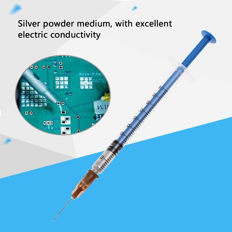 Pâte adhésive argentée conductrice, stylo de peinture argentée pour la réparation de circuits imprimés de clavier (0,2 ml) (1/5)