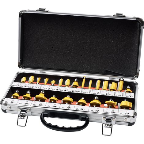 Cocoarm 24tlg Frser Set Holzfrser 1 / 4in Schaft Router Bit Set Holzbearbeitungswerkzeug Kit Tischlerzubehr (1/5)