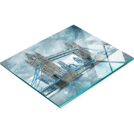 Tagliere decorativo in vetro temperato con immagine del Tower Bridge di Londra, 60x52 cm (1/5)
