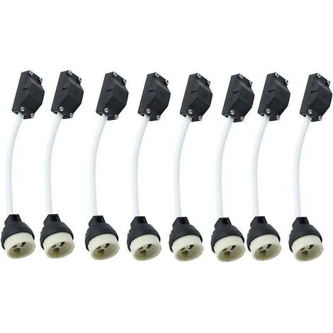 8 pezzi Gu10 prese in ceramica con connettore per cavo 2a 250v Gu10 portalampada adattatore base presa con cavo isolato