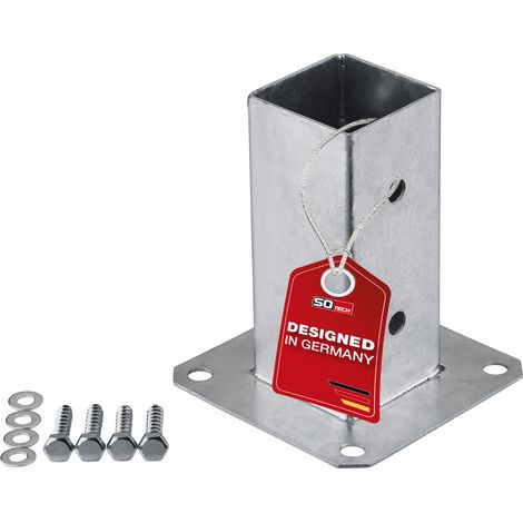 SOTECH Bodenanker zum Aufschrauben Stahl feuerverzinkt optimal für Garten oder Terrasse, Pfostenträger für Vierkantholz (Vierkant 60 x 60 mm) 152 mm Höhe, 1 Stück
