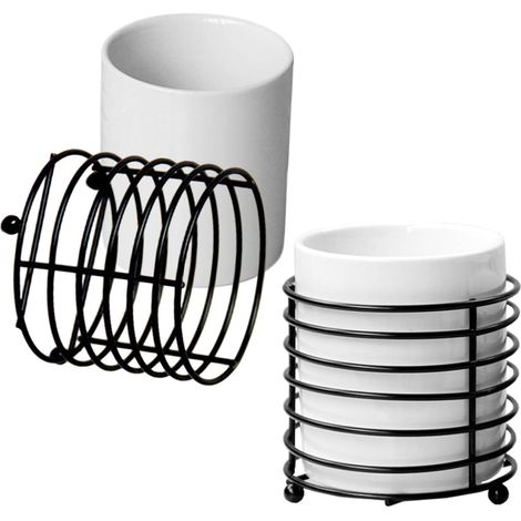 Organizador de utensilios de 2 piezas con estructura de metal negro (1/5)