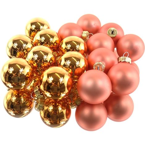Christbaum-Mini-Kugeln Warm Orange Ø 3,5 cm aus Glas - 16er Set