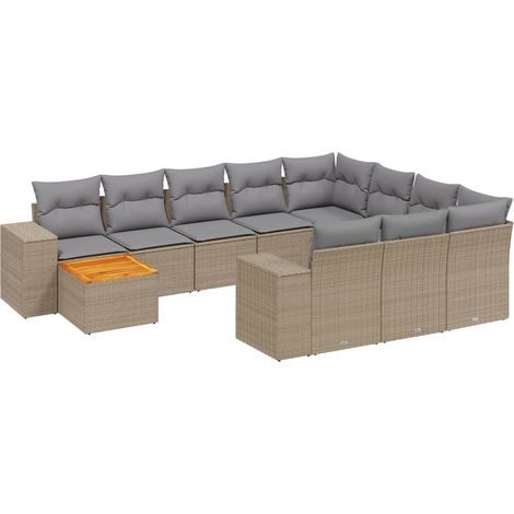 Maison Exclusive - Set de sofás de jardín 11pzas con cojines ratá (1/5)