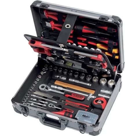 Kstools – Coffret multi-outils 131 pièces en aluminium – Douilles 1/4" et 1/2" – Outils de frappe et clés – Pour travaux intensifs