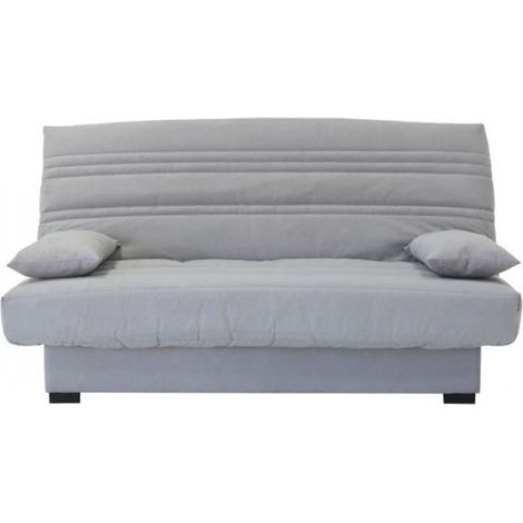 Banquette clic clac 3 places - Matelas 17 cm - Tissu gris clair - L199 x P96 x H103 cm - CHLoe (1/5)