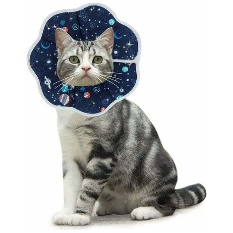 Collerettes pour Chat Anti-Morsure Protection Ajustable Collier de Récupération Comfy Cone pour Chat et Chiots,Bleu (M) (1/5)