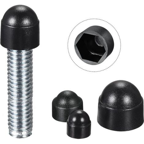 Lot de 100 caches vis écrou de protection M8 – Plastique noir – Clé de 13 mm – Protection contre corrosion et chocs (1/2)