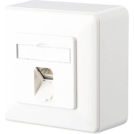 Prise réseau montage apparent (en saillie) CAT 6 1 port Metz Connect 1307370002-I blanc pur (1/2)