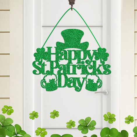 Guirlande Porte Saint-Patrick - Pendentif Trèfle - Décoration Intérieure Extérieure - Pour Porte d'Entrée Fête Festive - 1 Pièce (1/5)