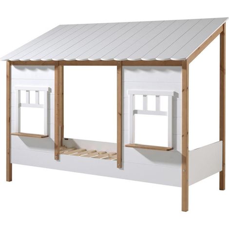 Lit Cabane Enfant "Housebed IV" 90x200cm Blanc (1/4)