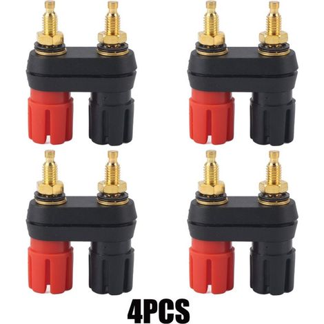Bornier de connexion pour haut-parleur, amplificateur de puissance, prise banane 2 voies (4 pièces) (1/5)