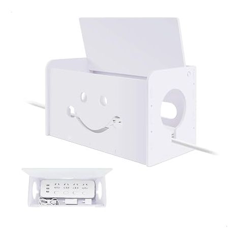 Electric Socket Cover, Multi-Socket Cover, Cable Storage with Openwork Pattern, Cable Cover Box for Hiding Distressed Cables, Sockets and Chargers, Box Wrap Cable Multi-Socket, 26 x 12 x 13 cm (1/5)
