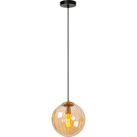 [NEUWERTIG] B-Ware Lucide Pendelleuchte Hängelampe Monsaraz Glas amber 1-flammig E27 LED Ø 25 cm (1/2)