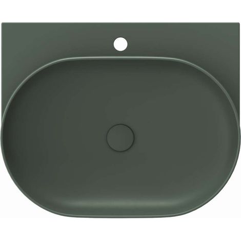 Ravak Yard - Lavabo 61x50 cm, sin rebosadero, orificio para grifo, Grey Green XJX08260000 (1/5)