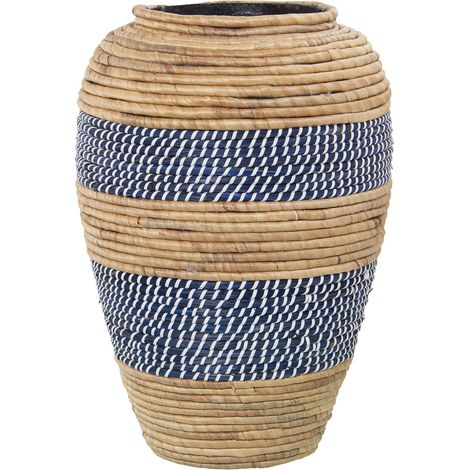 Vase de Sol en Herbe de mer en Naturel et Bleu 31x47cm