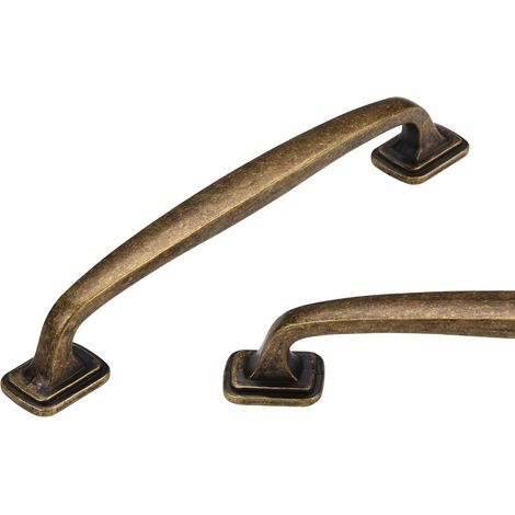 JSSEVN - 6-piece set of antique brass kitchen cabinet handles - antique brass kitchen drawer handles, vintage furniture handles, 128mm center-to-center distance (1/5)