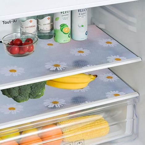 Tapis de réfrigérateur, 8 pièces Marguerite frigo Tapis frigo antibacterien Protection tiroir Cuisine Imperméable Anti-bactérien Tapis d'armoire Tapis tiroir Antidérapant, 45 30cm (8 pièces) (1/5)