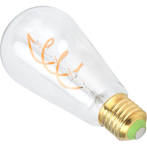Ampoule Edison ST64, lampe à filament LED à double hélice dimmable, 220 V, culot E27, 4 W, lumière chaude transparente (1/5)