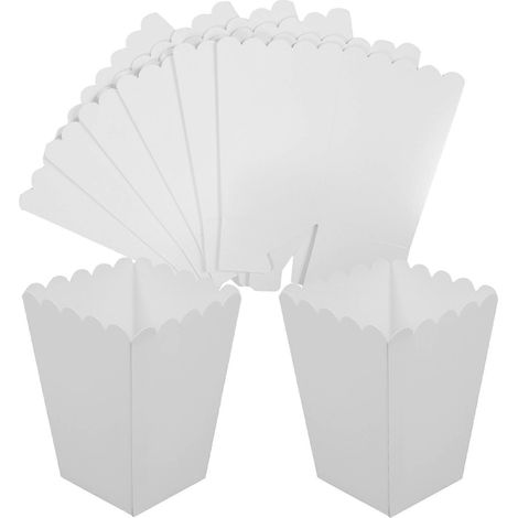 Boîte à popcorn en papier blanc, idéale pour les soirées cinéma, 40 pièces. (1/5)