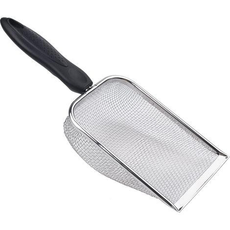 Pelle à litière en acier inoxydable pour chat et chien - Avec filet à trous fins - Outil de nettoyage pour litière pour chat et chien (1/5)