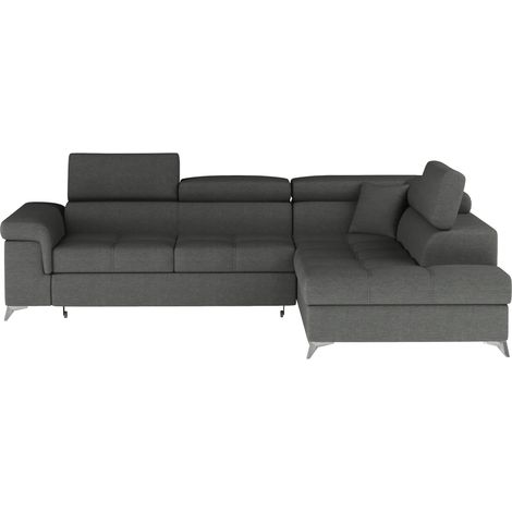 Canapé d'angle convertible PALAZZO 4 places gris foncé – angle droit avec 1 coussin (1/5)