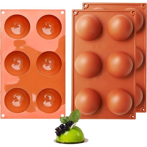 3 Pièces Moule Silicone, 6 Cavités Demi-Sphères, Diamètre 6.7cm, Pour Chocolat, Gâteau, Savon (1/5)