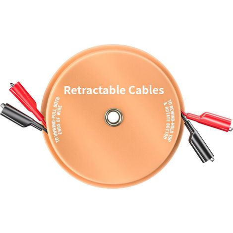 Lot de câbles de test électriques rétractables à 2 fils orange de 9 m 18 AWG avec pinces crocodiles pour dépannage des véhicules, bateaux, remorques et circuits électriques (1/5)