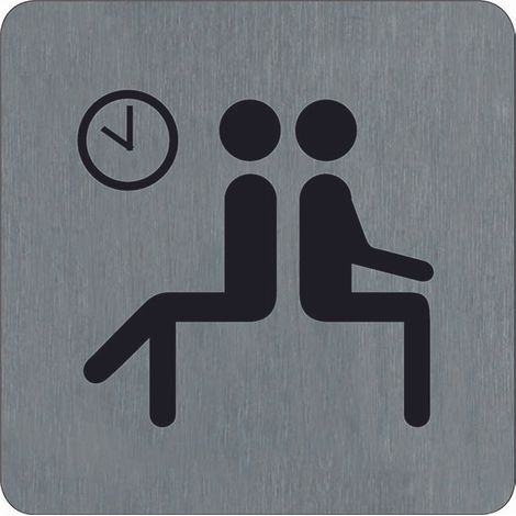 Plaque de porte Hall Salle d'Attente - Aluminium brosse 100x100mm - 4384085